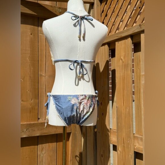 🆕 ZIMMERMANN 🧿 NWT Cascadian Crochet Tri Bikini, Blue Botanical - Sz 2 US4/6 - Picture 7 of 16